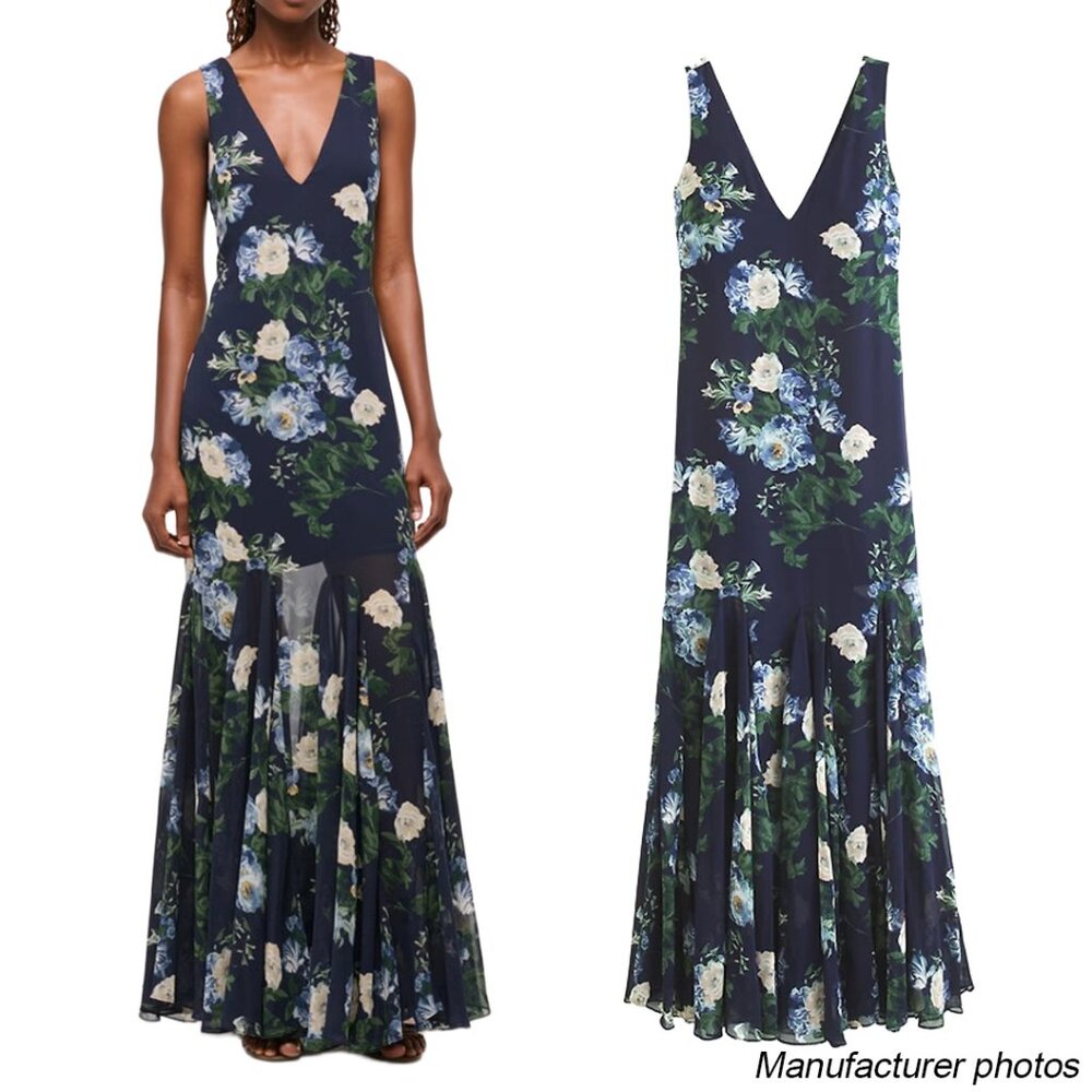 Abercrombie & Fitch Plunge Godet Skirt Maxi Dress NWT - Picture 12 of 12
